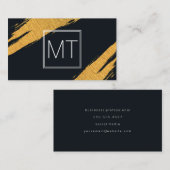 Carte De Visite Monogram Gold Marques Double Boîtes blanches (Devant / Derrière)