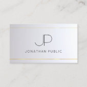 Carte De Visite Monogram Gold Silver Moderne Élégant Professionnel (Devant)