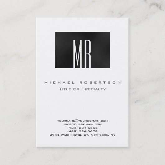 Carte de visite Monogram Grey White Chubby (Devant)