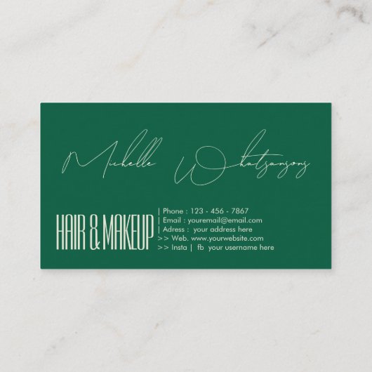 Carte De Visite Monogram HAIR & MAKEUP modern script (Dos)