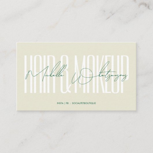 Carte De Visite Monogram HAIR & MAKEUP modern script (Devant)