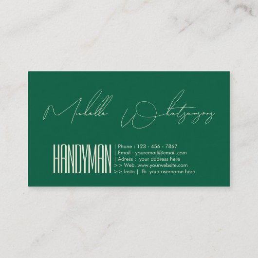 Carte De Visite Monogram HANDYMAN modern script (Dos)