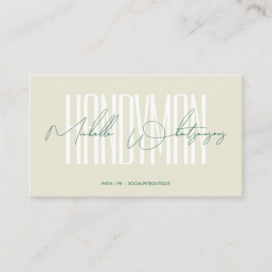 Carte De Visite Monogram HANDYMAN modern script (Devant)
