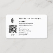 Carte De Visite Monogram HI Logo Professionnel Élégant Blanc (Dos)