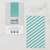 Carte De Visite MONOGRAM INITIALES, onglet jade moderne noir blanc (Devant / Derrière)