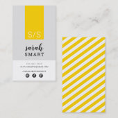 Carte De Visite MONOGRAM INITIALES, onglet moderne jaune noir gris (Devant / Derrière)