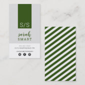 Carte De Visite MONOGRAM INITIALS, onglet armée moderne gris blanc (Devant / Derrière)