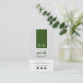 Carte De Visite MONOGRAM INITIALS, onglet armée moderne gris blanc (Debout devant)