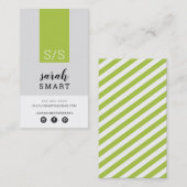 Carte De Visite MONOGRAM INITIALS, onglet chaux vert moderne gris (Devant / Derrière)