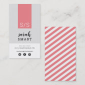 Carte De Visite MONOGRAM INITIALS, onglet corail noir moderne gris (Devant / Derrière)