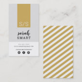 Carte De Visite MONOGRAM INITIALS, onglet moderne noir vieil or gr (Devant / Derrière)