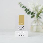 Carte De Visite MONOGRAM INITIALS, onglet moderne noir vieil or gr (Debout devant)