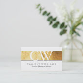 Carte De Visite MONOGRAM LOGO bande brillante dorée brillante gris (Debout devant)
