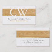 Carte De Visite MONOGRAM LOGO cool bois rustique grain look gris (Devant / Derrière)