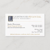 Carte De Visite Monogram Logo Financial Advisor Professionnel (Devant)