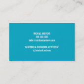 Carte De Visite MONOGRAM LOGO moderne boîte en or chic turquoise (Dos)