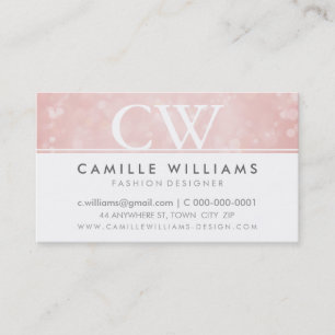 Carte De Visite MONOGRAM LOGO whimsal ethereal bokeh coral rose