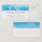 Carte De Visite MONOGRAM LOGO whimsical ombre aquarelle aqua bleu (Devant / Derrière)