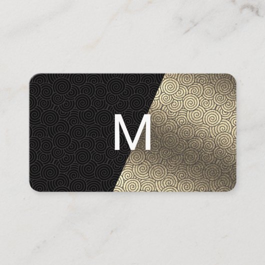 Carte De Visite Monogram Lux Gold Swirl (Devant)
