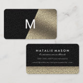 Carte De Visite Monogram Lux Gold Swirl (Devant / Derrière)