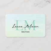Carte De Visite Monogram Luxe Aesthetics Mint Pastel Code QR (Devant)