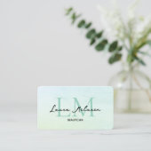 Carte De Visite Monogram Luxe Aesthetics Mint Pastel Code QR (Debout devant)