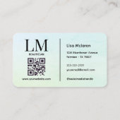 Carte De Visite Monogram Luxe Aesthetics Mint Pastel Code QR (Dos)