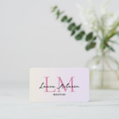 Carte De Visite Monogram Luxe Aesthetics Pastels Roses Code QR (Debout devant)