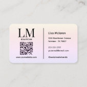Carte De Visite Monogram Luxe Aesthetics Teintes Pastel Code QR (Dos)