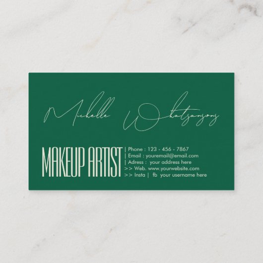 Carte De Visite Monogram Makeup Artist modern script (Dos)