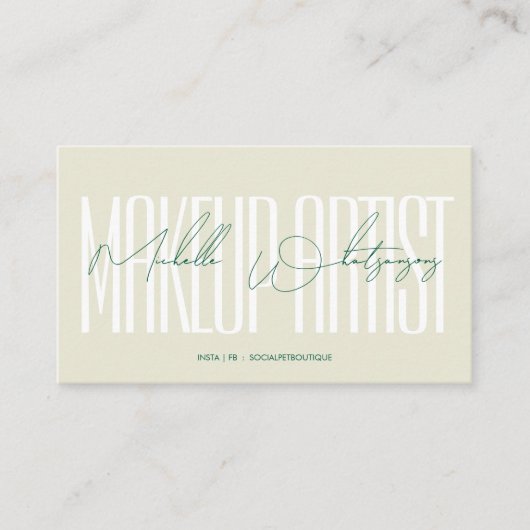 Carte De Visite Monogram Makeup Artist modern script (Devant)