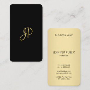 Carte De Visite Monogram Modèle tendance élégant Black Gold mod