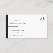 Carte De Visite Monogram Modern Minimum Black and White (Dos)