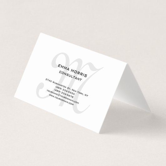 Carte De Visite Monogram Modern Simple Minimalist Plain (Devant)