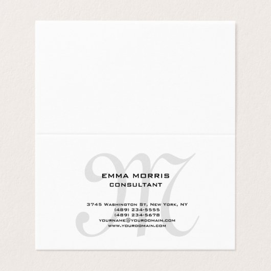 Carte De Visite Monogram Modern Simple Minimalist Plain (Extérieur déplié)