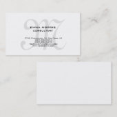 Carte De Visite Monogram Modern Simple Minimalist Plain (Devant / Derrière)