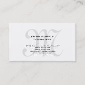 Carte De Visite Monogram Modern Simple Minimalist Plain (Devant)
