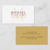 Carte De Visite MONOGRAM moderne simple masculine or bordeaux roug (Devant / Derrière)