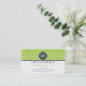 Carte De Visite MONOGRAM morrocan carrelage motif citron vert gris (Debout devant)