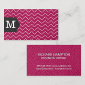 Carte De Visite Monogram | Motif Zig Zap | Cuir (Devant / Derrière)