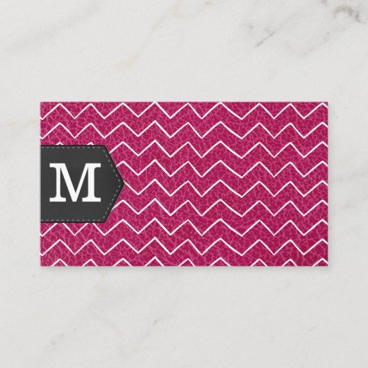 Carte De Visite Monogram | Motif Zig Zap | Cuir (Devant)