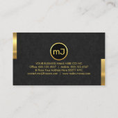 Carte De Visite Monogram Name Grey Grunge Gold Tabs (Dos)
