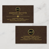 Carte De Visite Monogram On Luxurious Brown Grunge (Devant / Derrière)