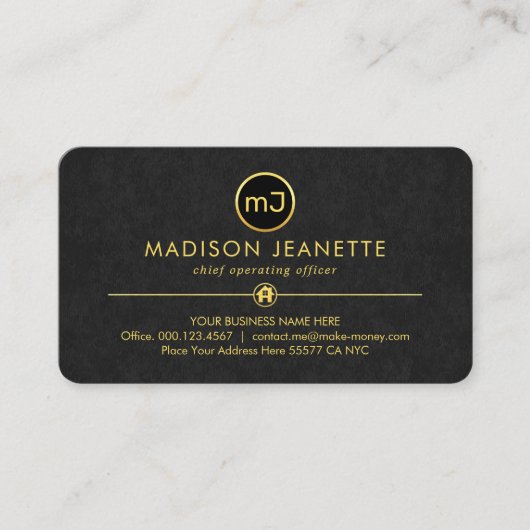 Carte De Visite Monogram On Luxurious Grey Grunge (Devant)