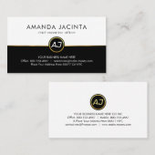 Carte De Visite Monogram On White Black Layers (Devant / Derrière)