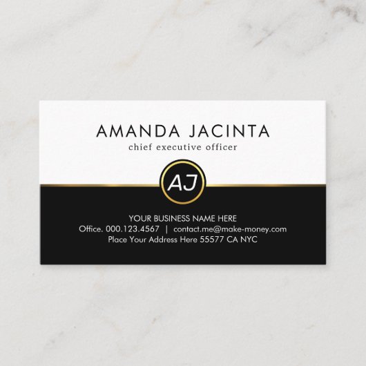 Carte De Visite Monogram On White Black Layers (Devant)