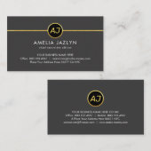 Carte De Visite Monogram One Gold Line CEO (Devant / Derrière)