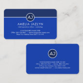 Carte De Visite Monogram One White Line CEO Founder (Devant / Derrière)