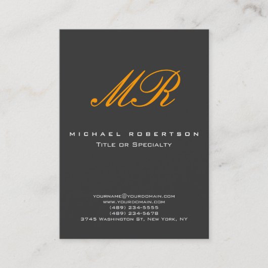 Carte de visite Monogram Orange Yellow Grey Chubby (Devant)