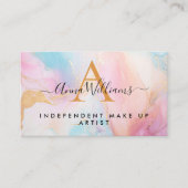 Carte De Visite Monogram Pastel Arc en ciel et or Marbre moderne (Devant)